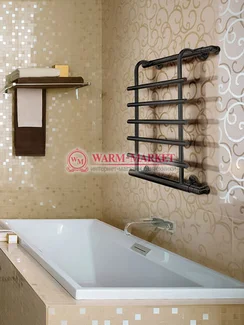 Cascad black - черный полотенцесушитель с изгибом, боковое подключение