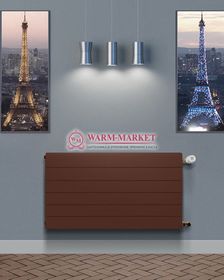 Ramo Compact RС 21s, высотой 500 мм - панельный радиатор c горизонтальными бороздками боковое подключение коричневого цвета