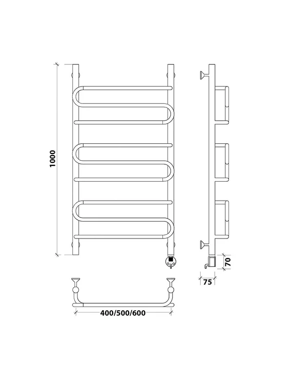 Электрический полотенцесушитель Secado Валенсия 2 из нержавеющей стали