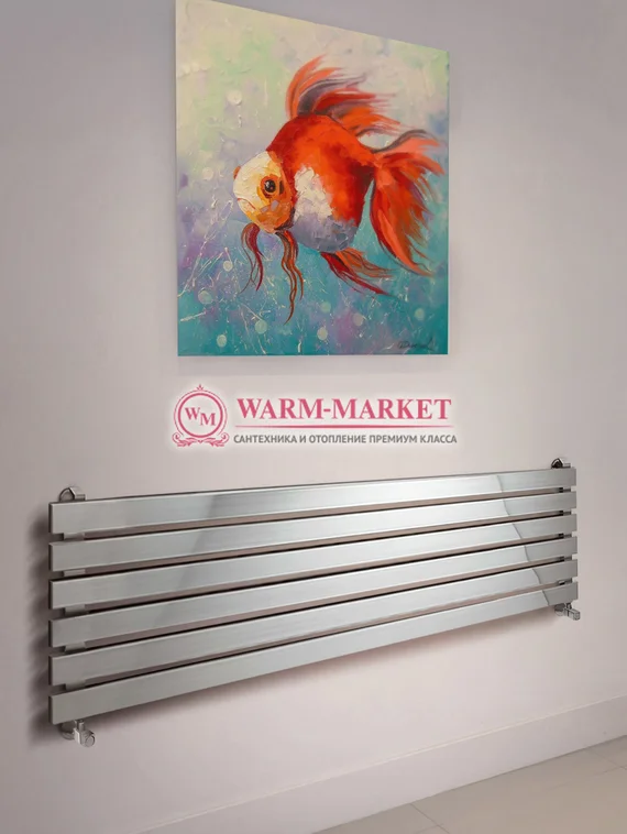 Barletta 416х1400 – горизонтальный широкий дизайнерский полотенцесушитель цвет хром