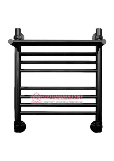 Mini P 500х400 - узкий полотенцесушитель с полкой из нержавеющей стали 400 мм. шириной, черный.
