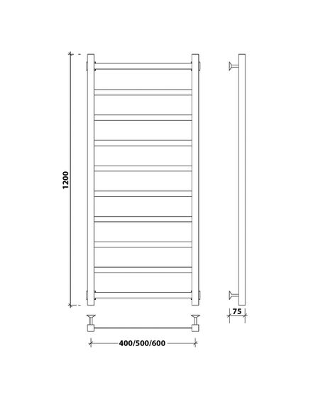 Водяной полотенцесушитель Secado Корсико 1 из нержавеющей стали, черный