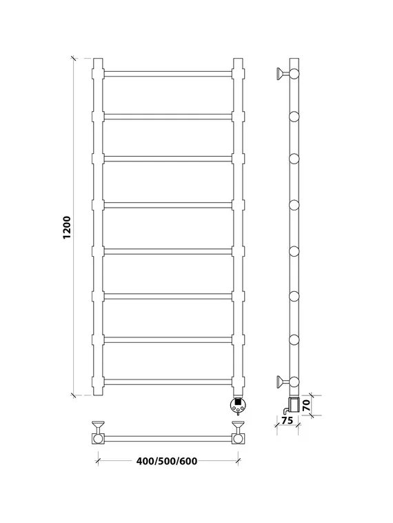 Электрический полотенцесушитель Secado Флоренция 2 из нержавеющей стали