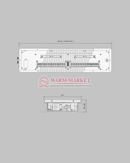 Внутрипольный конвектор Vitron ВКВ.150.160 высотой 150 мм (без решетки)