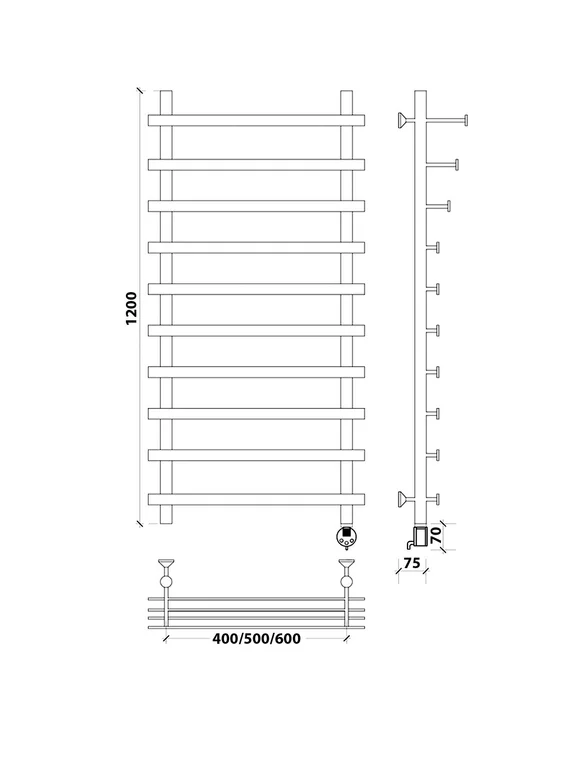 Электрический полотенцесушитель Secado Понтида 7 СП из нержавеющей стали