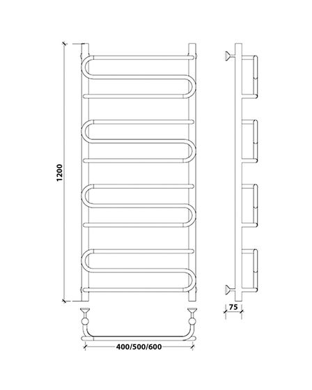 Водяной полотенцесушитель Secado Валенсия 2 из нержавеющей стали