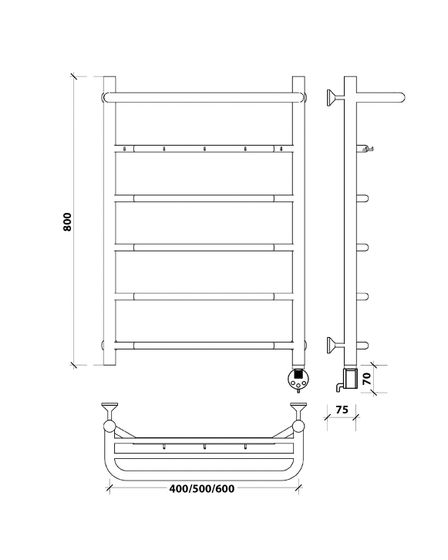 Электрический полотенцесушитель Secado Агата 1 К из нержавеющей стали