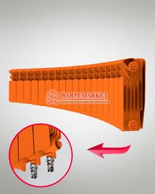 Rifar Base Flex V Ral 200 - цветной биметаллический радиусный радиатор с нижним подключением