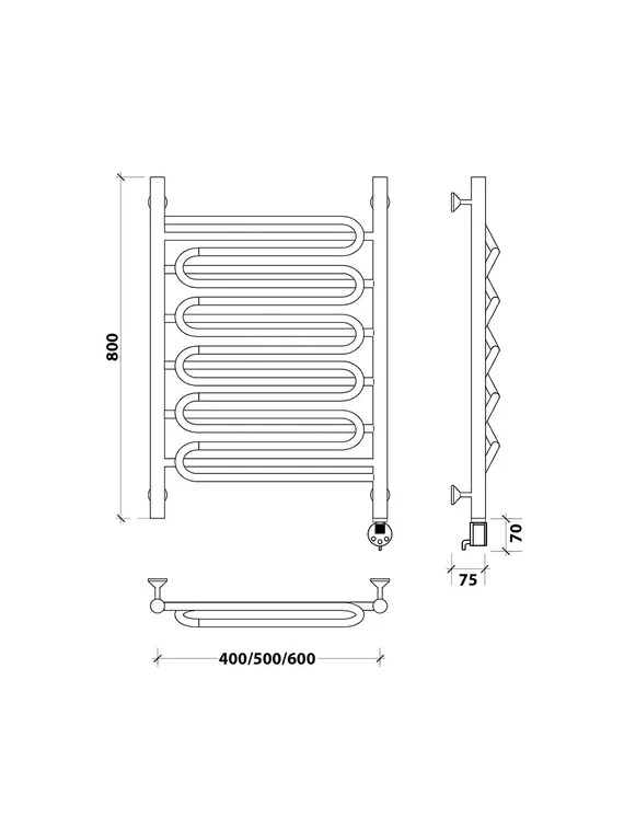 Электрический полотенцесушитель Secado Валенсия 3 из нержавеющей стали