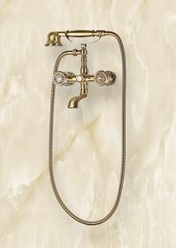 Бронзовый смеситель для ванны с душем в ретро стиле с коротким изливом