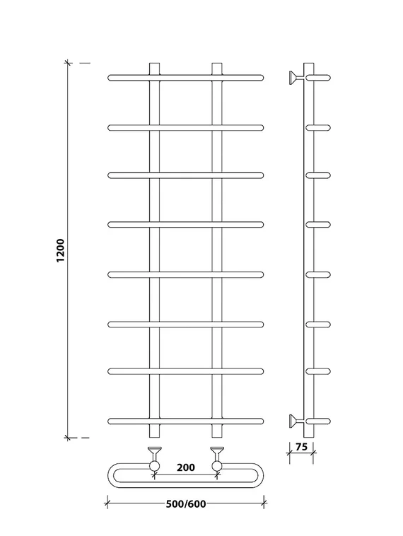 Водяной полотенцесушитель Secado Венеция 1 из нержавеющей стали