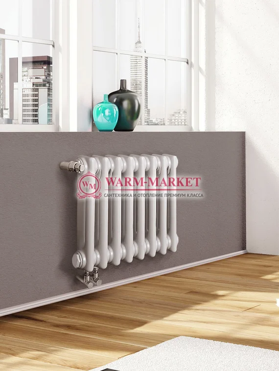 Трубчатый радиатор Dia Norm 2057-8 секций, двухтрубный с нижним правым/левым подключением с вентилем.