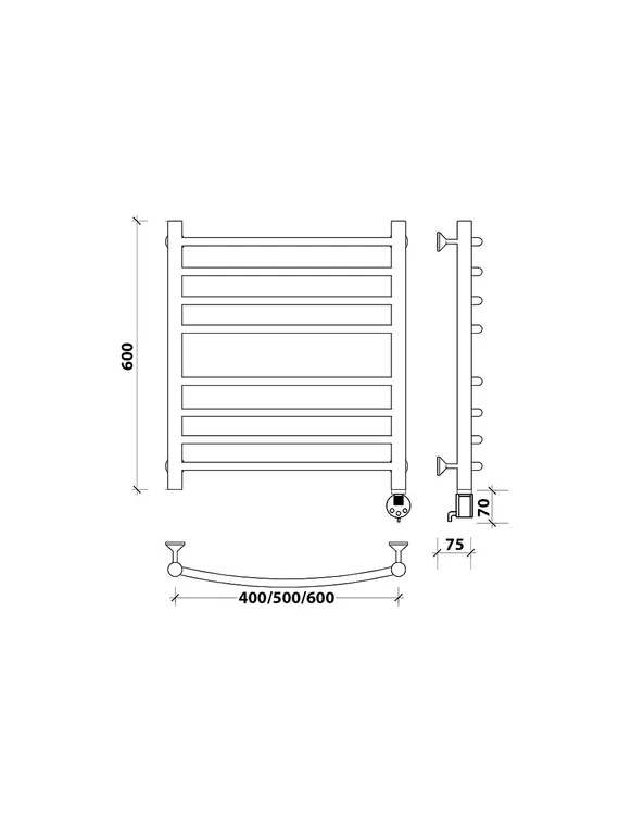 Электрический полотенцесушитель Secado Милан 4 из нержавеющей стали