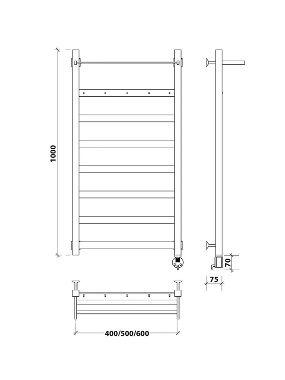 Электрический полотенцесушитель Secado Комано 1 КСП из нержавеющей стали, черный