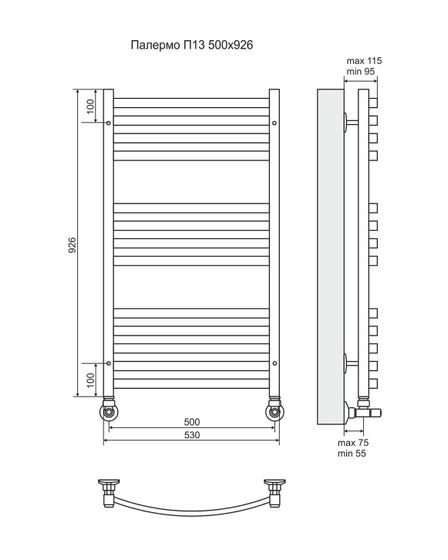 Палермо П13 - электрический полотенцесушитель, цвет золото