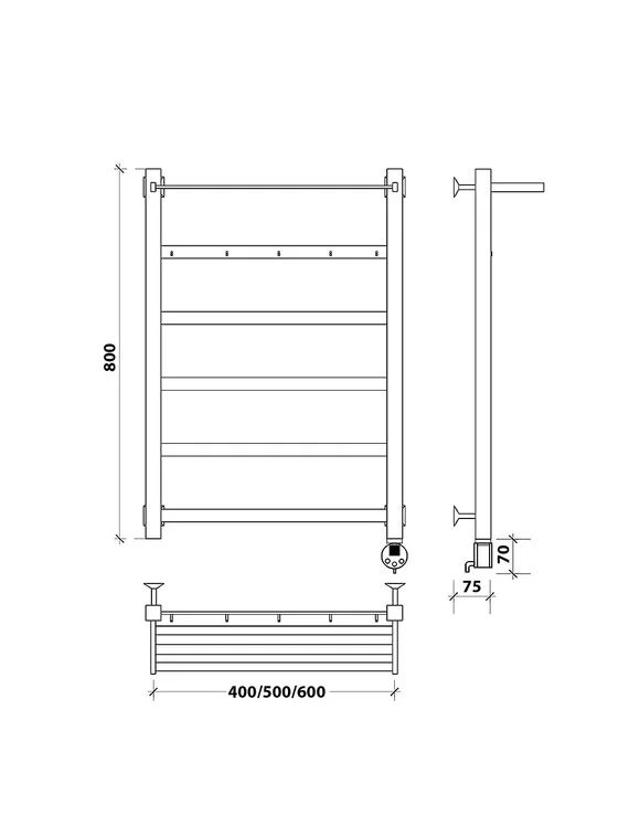 Электрический полотенцесушитель Secado Корсико 1 КСП из нержавеющей стали, черный