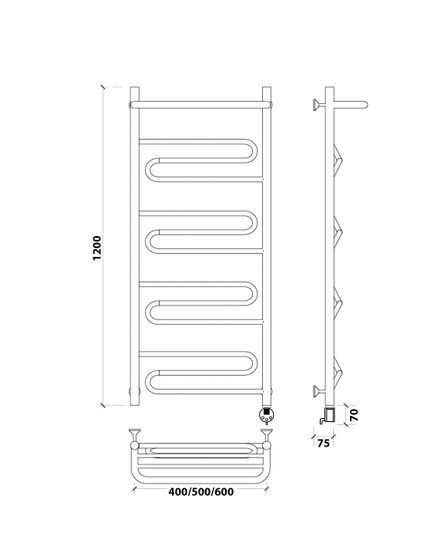 Электрический полотенцесушитель Secado Валенсия 1 СП из нержавеющей стали