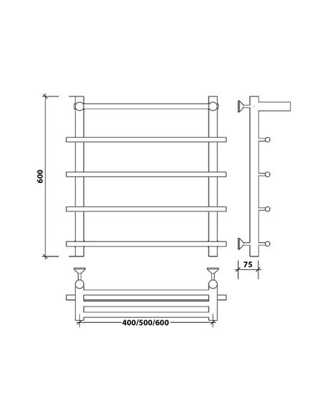 Водяной полотенцесушитель Secado Турин 1 СП из нержавеющей стали