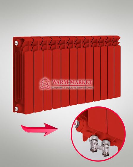 Rifar Base VR Ral 500 - цветной биметаллический радиатор с нижним правым подключением