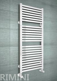 Rimini White - белый дизайн полотенцесушитель с прямоугольными горизонталями.