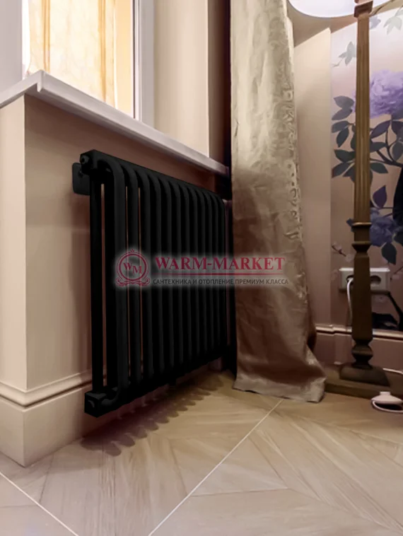 Трубчатый радиатор KZTO RS‌-2 высотой 540 мм черного цвета