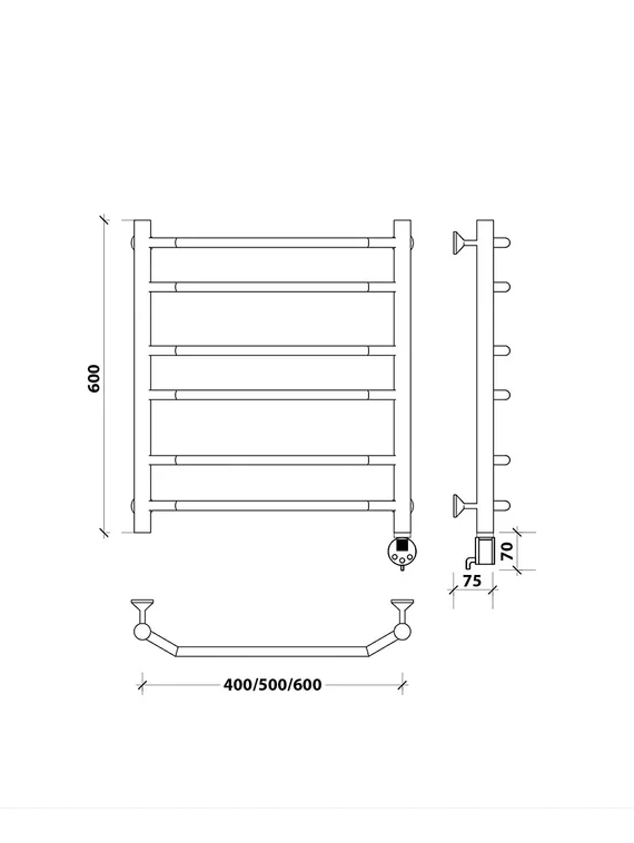 Электрический полотенцесушитель Secado Агата 2 из нержавеющей стали
