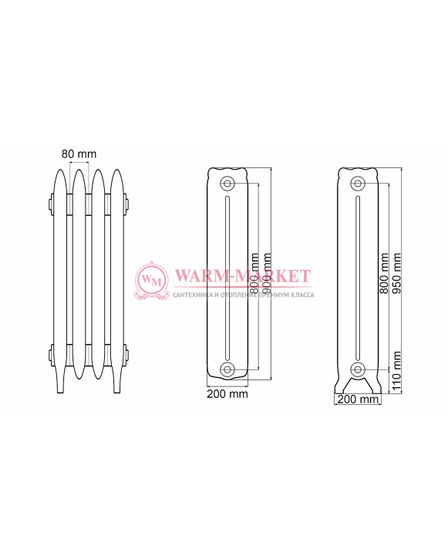 Чугунный радиатор Demir Dokum Nostalgia 800