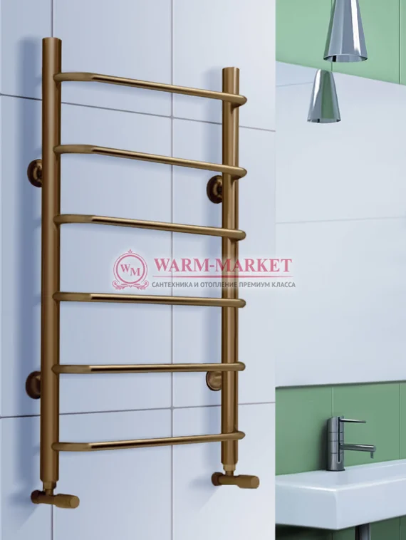 Полотенцесушитель Warmer N Standart 400х600 - 6 перекладин  с нижним подключением, античная бронза
