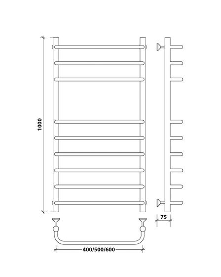 Водяной полотенцесушитель Secado Мерида 5 из нержавеющей стали