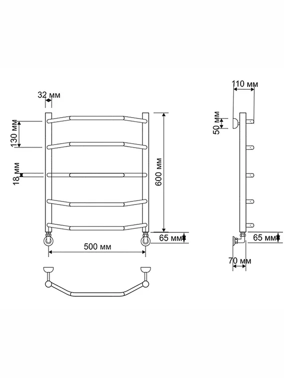 Водяной полотенцесушитель Secado Агата 1 из латуни