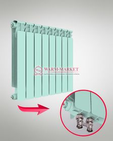 Rifar Alp VR Ral 500 - цветной биметаллический радиатор с нижним правым подключением