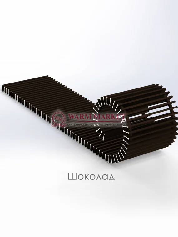 Конвектор внутрипольный Helios Therm Double Alpha (CIAD) без вентилятора глубиной 180мм с алюминиевой решеткой шоколадного цвета