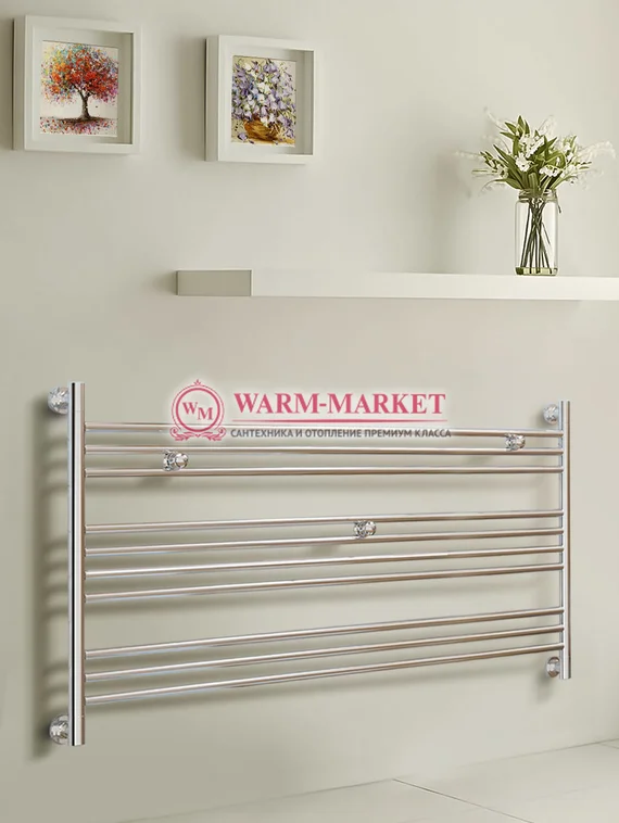 Богема L 600х1100 – горизонтальный широкий дизайнерский полотенцесушитель цвет хром