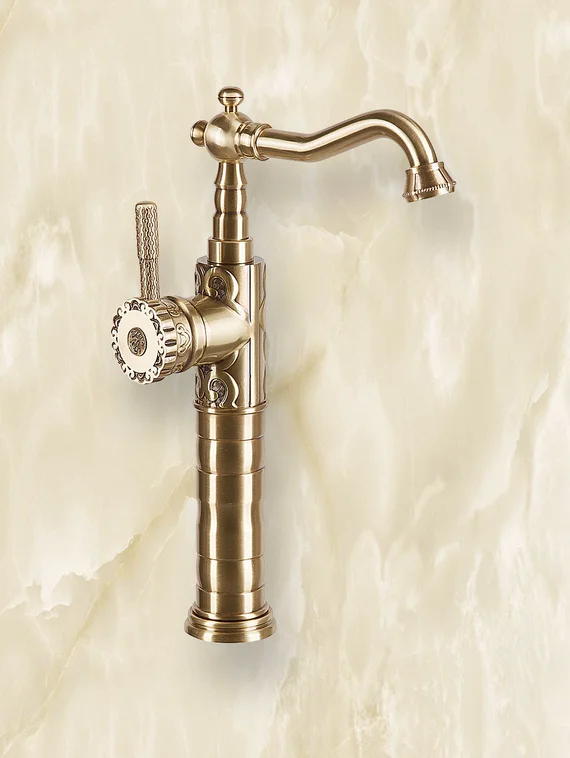 Deta De Lux - бронзовый смеситель на раковину в стиле ретро