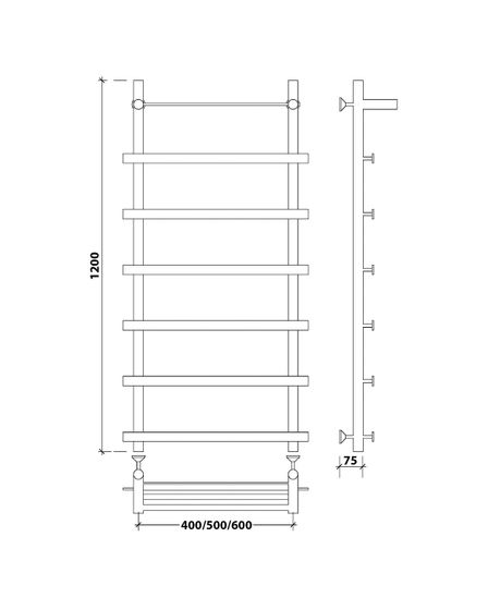 Водяной полотенцесушитель Secado Понтида 1 СП из нержавеющей стали