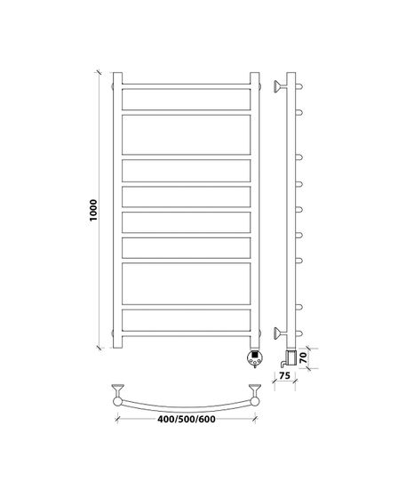 Электрический полотенцесушитель Secado Милан 2 из нержавеющей стали