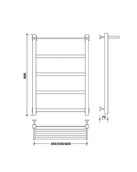 Водяной полотенцесушитель Secado Корсико 1 СП из нержавеющей стали, черный
