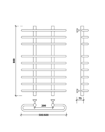 Водяной полотенцесушитель Secado Венеция 5 из нержавеющей стали