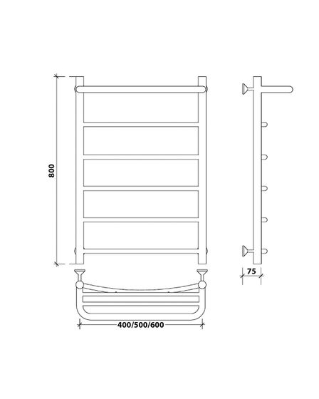 Водяной полотенцесушитель Secado Милан 1 СП из нержавеющей стали