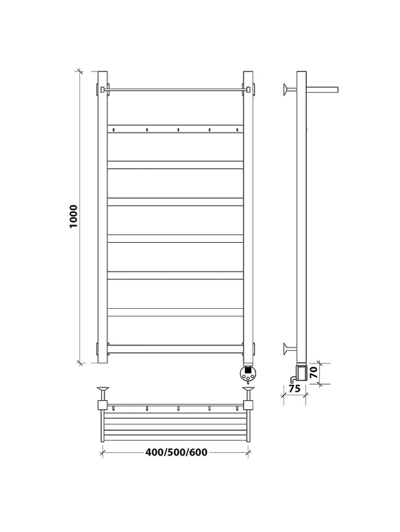 Электрический полотенцесушитель Secado Корсико 1 КСП из нержавеющей стали, черный