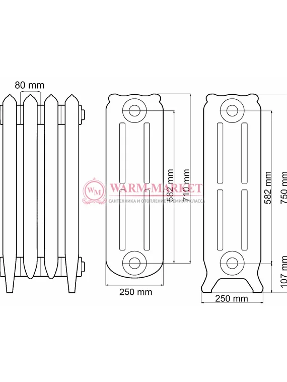Чугунный радиатор Demir Dokum Modern 750