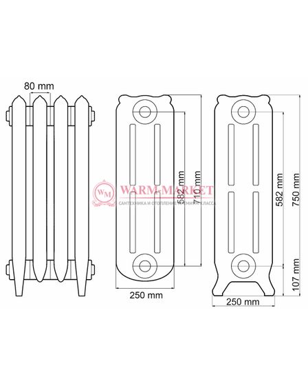 Чугунный радиатор Demir Dokum Modern 750