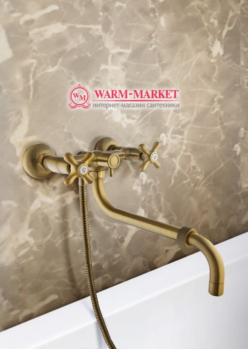 Elg Bronze 021 - бронзовый смеситель для ванны с длинным изливом | Фото