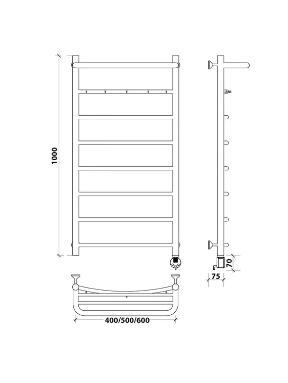 Электрический полотенцесушитель Secado Милан 1 КСП из нержавеющей стали
