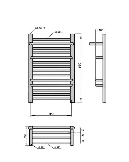 Полотенцесушитель электрический Solent Roure SR-019 400х650 П14 черный