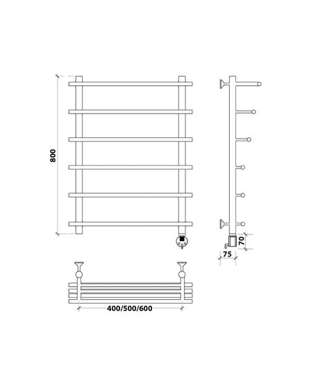 Электрический полотенцесушитель Secado Турин 6 из нержавеющей стали