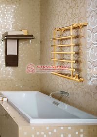 Cascad gold - золотой полотенцесушитель с изгибом, боковое подключение