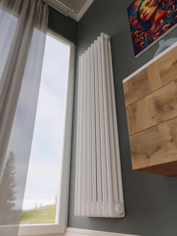 Bronto Pipe 3150 - трехтрубный трубчатый радиатор высотой 1500 мм, нижнее подключение с термостатикой