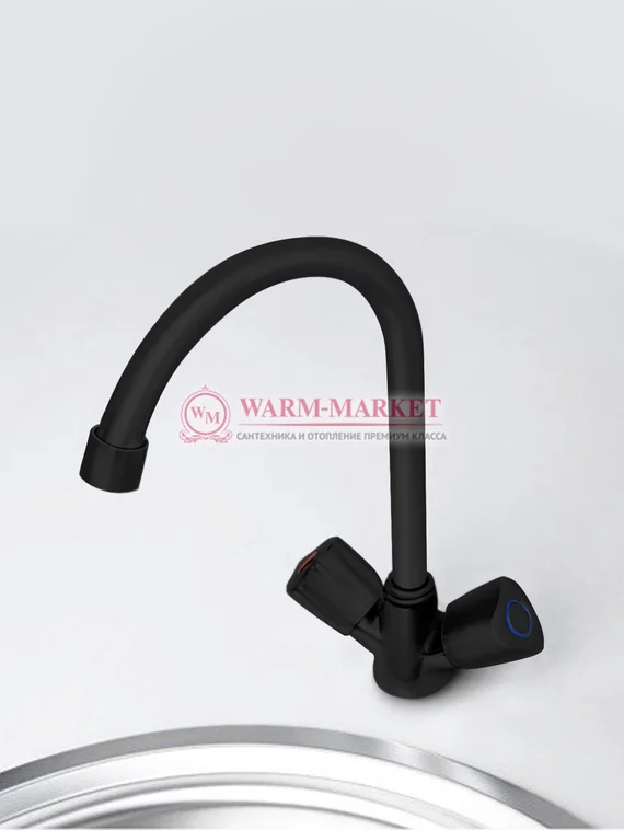 Смеситель для кухни черный Amper 2907-Bl