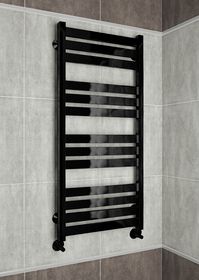 Latte Black - черный дизайн полотенцесушитель с квадратными вертикалями.